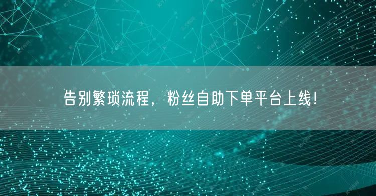 告别繁琐流程，粉丝自助下单平台上线！