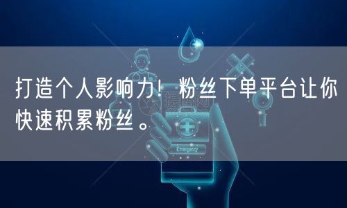 打造个人影响力！粉丝下单平台让你快速积累粉丝。