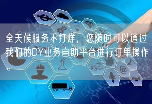 全天候服务不打烊，您随时可以通过我们的DY业务自助平台进行订单操作。