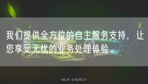我们提供全方位的自主服务支持，让您享受无忧的业务处理体验。
