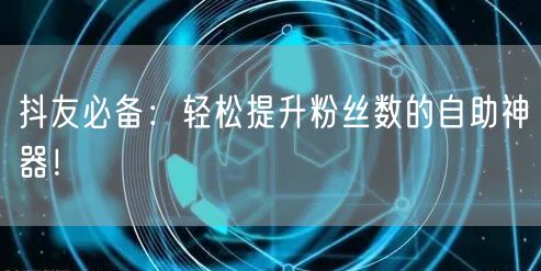 抖友必备：轻松提升粉丝数的自助神器！