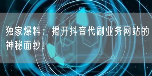 独家爆料：揭开抖音代刷业务网站的神秘面纱！
