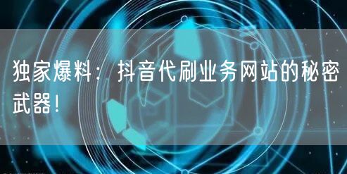 独家爆料：抖音代刷业务网站的秘密武器！