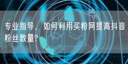 专业指导，如何利用买粉网提高抖音粉丝数量?