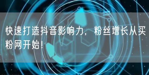 快速打造抖音影响力，粉丝增长从买粉网开始！