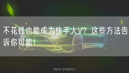 不花钱也能成为快手大V？这些方法告诉你可能！