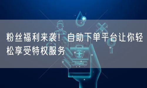 粉丝福利来袭！自助下单平台让你轻松享受特权服务