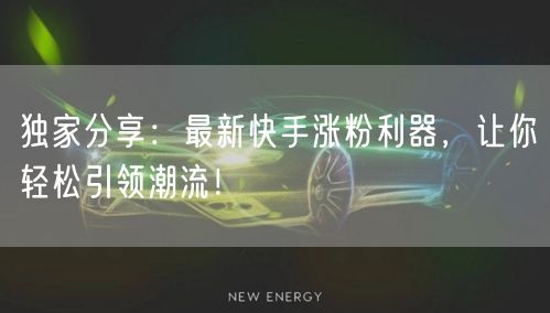 独家分享：最新快手涨粉利器，让你轻松引领潮流！