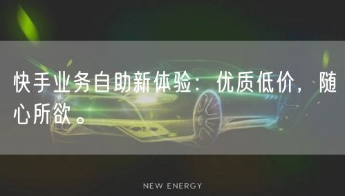 快手业务自助新体验：优质低价，随心所欲。