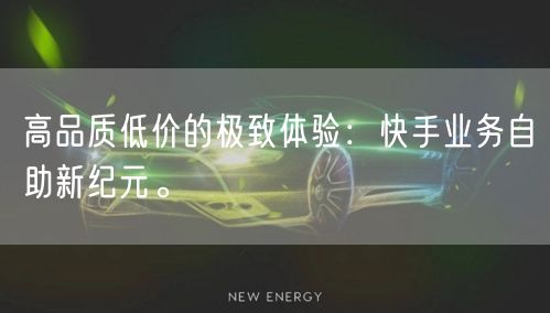 高品质低价的极致体验：快手业务自助新纪元。