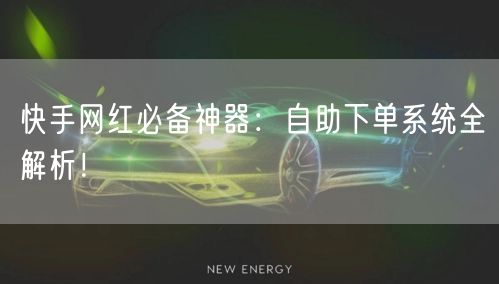 快手网红必备神器：自助下单系统全解析！