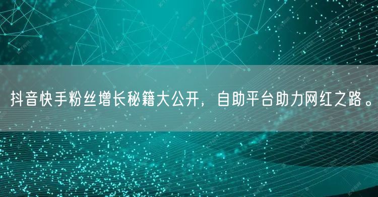 抖音快手粉丝增长秘籍大公开，自助平台助力网红之路。