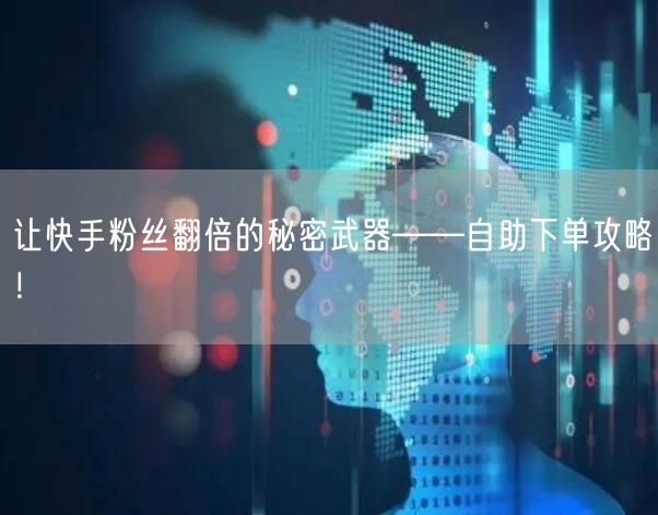 让快手粉丝翻倍的秘密武器——自助下单攻略！