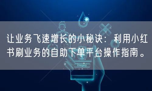 让业务飞速增长的小秘诀：利用小红书刷业务的自助下单平台操作指
