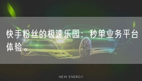 快手粉丝的极速乐园：秒单业务平台体验。