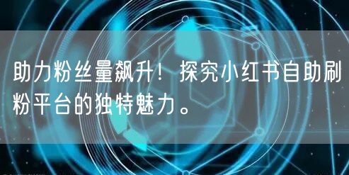 助力粉丝量飙升！探究小红书自助刷粉平台的独特魅力。
