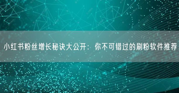 小红书粉丝增长秘诀大公开：你不可错过的刷粉软件推荐