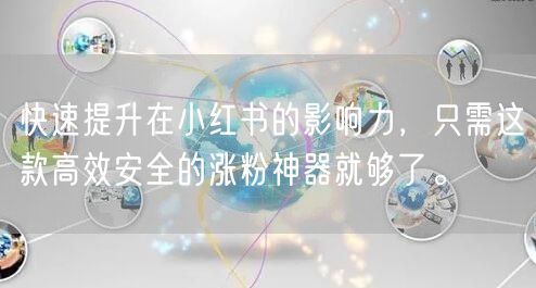 快速提升在小红书的影响力，只需这款高效安全的涨粉神器就够了。