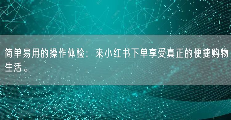 简单易用的操作体验：来小红书下单享受真正的便捷购物生活。
