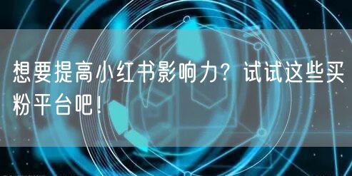 想要提高小红书影响力？试试这些买粉平台吧！