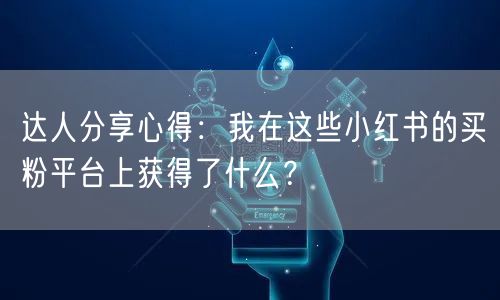 达人分享心得：我在这些小红书的买粉平台上获得了什么？