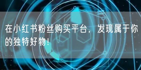 在小红书粉丝购买平台，发现属于你的独特好物！