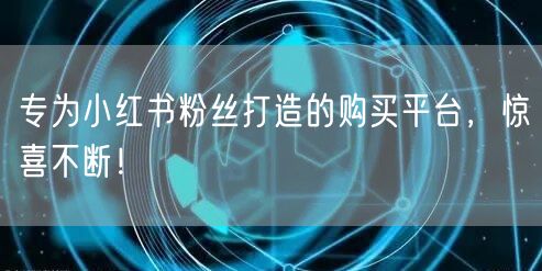 专为小红书粉丝打造的购买平台，惊喜不断！