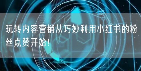 玩转内容营销从巧妙利用小红书的粉丝点赞开始！