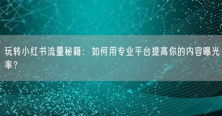 玩转小红书流量秘籍：如何用专业平台提高你的内容曝光率？
