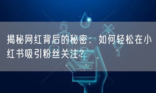 揭秘网红背后的秘密：如何轻松在小红书吸引粉丝关注？