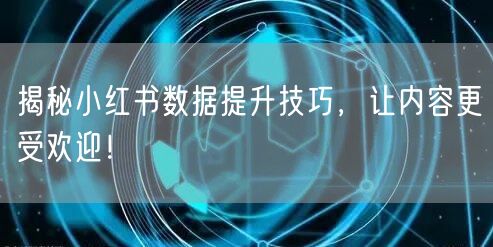 揭秘小红书数据提升技巧，让内容更受欢迎！