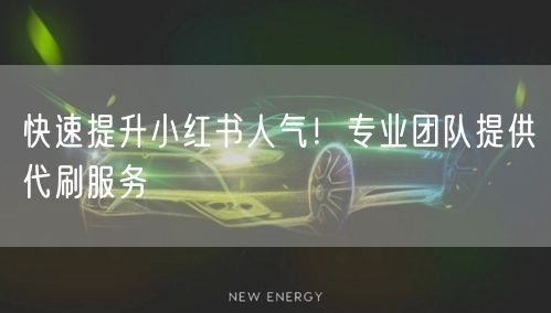 快速提升小红书人气！专业团队提供代刷服务