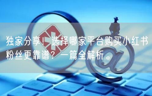 独家分享！选择哪家平台购买小红书粉丝更靠谱？一篇全解析。