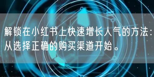 解锁在小红书上快速增长人气的方法：从选择正确的购买渠道开始。