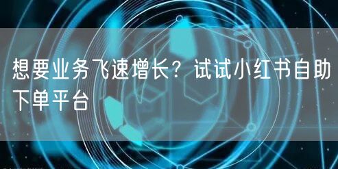 想要业务飞速增长？试试小红书自助下单平台