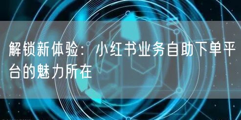 解锁新体验：小红书业务自助下单平台的魅力