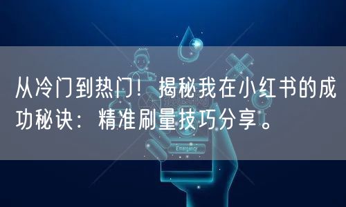从冷门到热门！揭秘我在小红书的成功秘诀：精准刷量技巧分享。