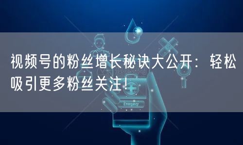 视频号的粉丝增长秘诀大公开：轻松吸引更多粉丝关注！