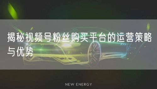 揭秘视频号粉丝购买平台的运营策略与优势