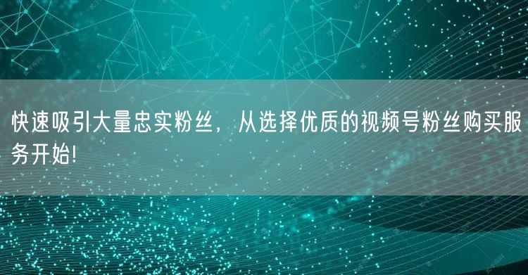 快速吸引大量忠实粉丝，从选择优质的视频号粉丝购买服务开始!