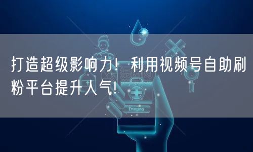 打造超级影响力！利用视频号自助刷粉平台提升人气!