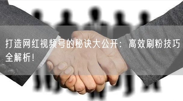 打造网红视频号的秘诀大公开:高效刷粉技巧全解析!