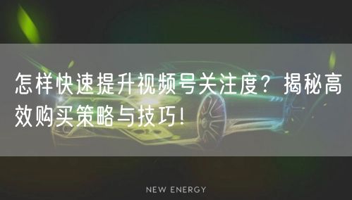 怎样快速提升视频号关注度？揭秘高效购买策略与技巧！