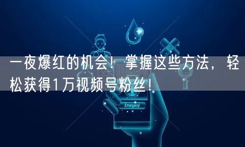 一夜爆红的机会！掌握这些方法，轻松获得1万视频号粉丝！