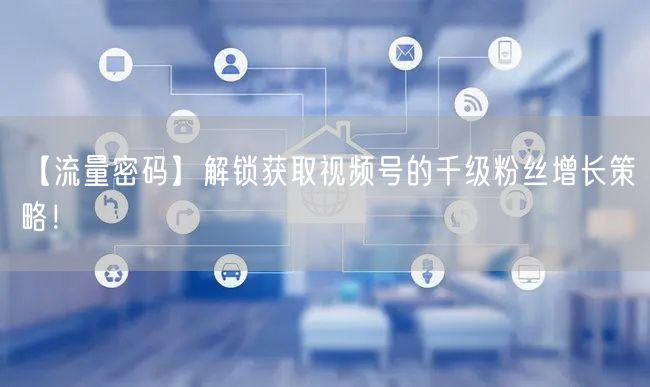 【流量密码】解锁获取视频号的千级粉丝增长策略！