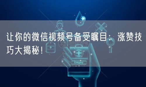 让你的微信视频号备受瞩目：涨赞技巧大揭秘！