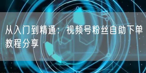 从入门到精通：视频号粉丝自助下单教程分享
