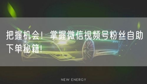 把握机会！掌握微信视频号粉丝自助下单秘籍!