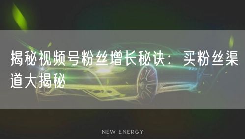 揭秘视频号粉丝增长秘诀：买粉丝渠道大揭秘